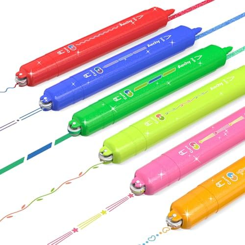 AECHY Dual Tip Glitter Highlighters & Dual-Color Gradient Pattern, 6 Pack