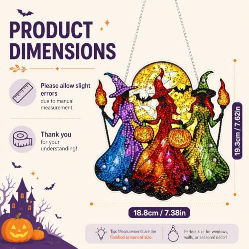 Witch Hanging Diamond Art Kits for Adults, Diamond Painting Suncatchers