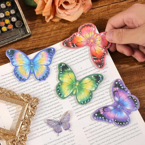 4PCS Leather Butterfly Bookmarks Set for Book, Planners，Vintage Corner Book Marks for Reading Women & Men，Unique Book Marks Gifts for Book Lovers, Reading Accessories for Students & Adults & Kids