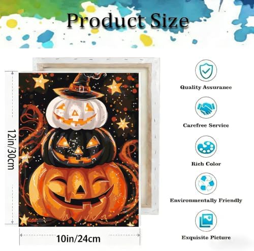 Pumpkin Paint by Numbers Kit for Adults Beginner with Framed 10x12 Inch