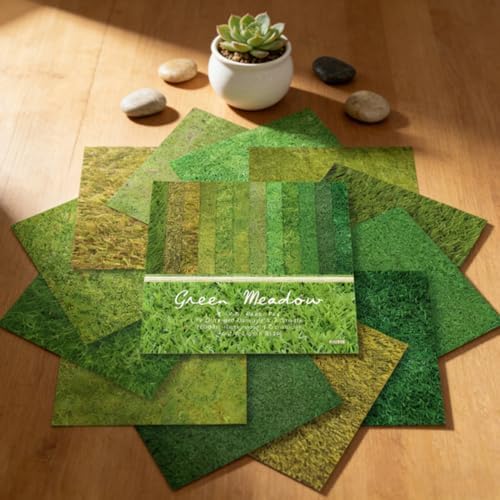 Green Meadows Scrapbooking Paper Pad , 6inch 24 Sheets Grass Aesthetic Patterned Decorative for DIY Art Crafts Collage Journals Decoupage Wrapping Folded Supplies Gift Cards Origami Photo Album