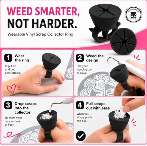 tweexy Wearable Vinyl Weeding Scrap Collector Ring for HTV Crafts – Midnight