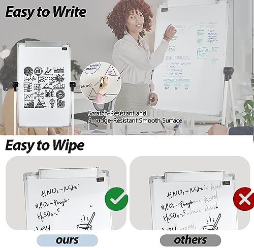 Stand White Board - 36 x 24 Inch Double Sided Magnetic Dry Erase Board with Stand Height Adjustable, 3' x 2' Flip Chart Easel Stand Portable(White)