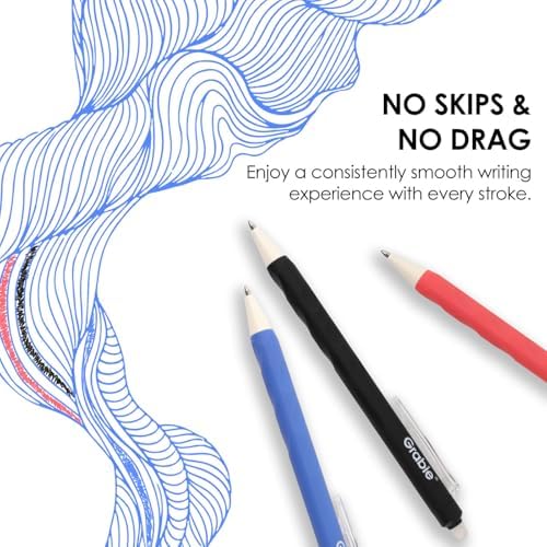 Grabie Erasable Gel Pens, 6 Pack Black Blue Red 0.7 mm Medium Point | Heat-Sensitive Erasable Ink, Retractable Clip Design, Clean Erasing, Smooth Writing, Comfortable Grip, Quick Drying