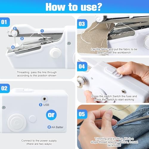 Handheld Sewing Machine - Portable Mini Sewing Machine with Accessories Kit for Sewing Clothes for Beginners DIY