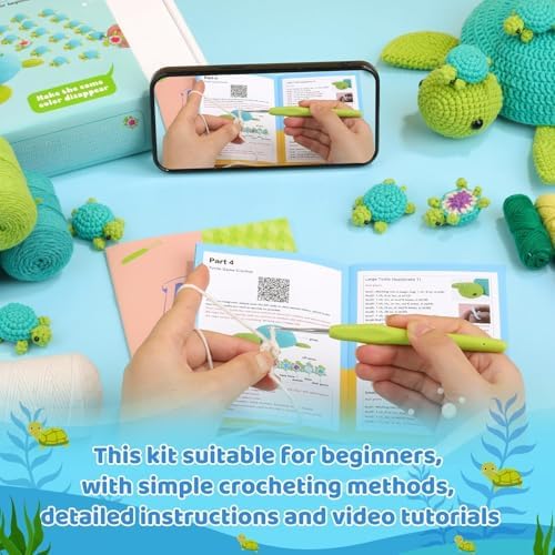 Crochet Kit for Beginners, 21 Pcs Turtles Crochet Animal Kit for Adults