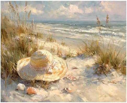 xcemhil Beach Paint by Numbers Kit for Adults Beginner, Beach Paint by Numbers for Adult, Acrylic Paint by Number Kits Suitable for Home Wall Art Decor Gifts 16x20 Inch