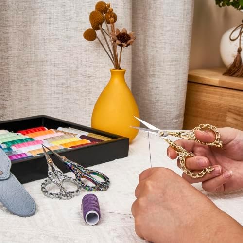 Embroidery Scissors,4.6" Sharp Tip with Premium Leather Sheath