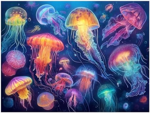 Jellyfish Diamond Art Kits for Adults, Diamond Painting Kits 12x16 Inch | Diamond Painting Kits for Adults Beginners, Gem Art, 5D Full Drill, DIY Arts and Crafts for Gift Home or Decor