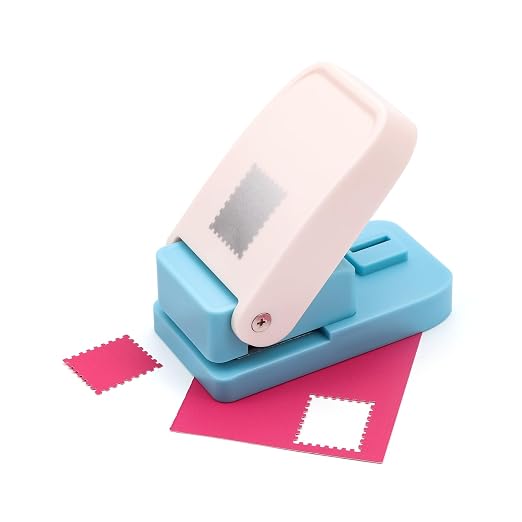BAOFALI 3Pcs Stamp Puncher, 1X0.8inch Rectangular Postage Stamp Punch, Scalloped Rectangle Lever Action Paper Punches for Crafting, Scrapbooking, DIY, Journaling, Card Making