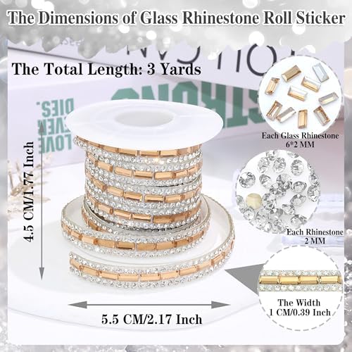 Gold Rhinestone Ribbon Self Sticky 1 CM Width Glass Crystal Ribbon