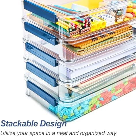 CATOOMUU 16-Pack 9x13 Shallow Flat Clear Plastic Storage Boxes