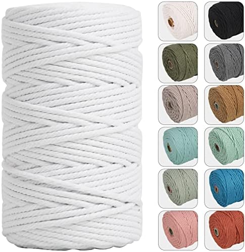 NOANTA 4mm 109yards Macrame Cord, Colored Cotton Rope Macrame Yarn, White