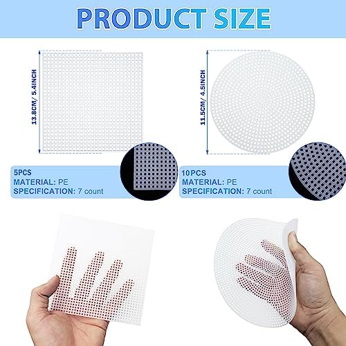 Allazone 45 PCS Mesh Plastic Canvas Sheets Kit, 3 Shape Clear Plastic Canvas, 12 Color Acrylic Yarn for DIY Crafts Embroidery Cross Stitch, Acrylic Yarn Crafting, Knit and Crochet Projects