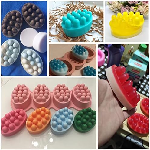 Silicone Soap Mold, 4 Cavity Oval Massage Soap Mould Cookie Chocolate Cake Mold Tray for DIY Homemade Craft (Gray)