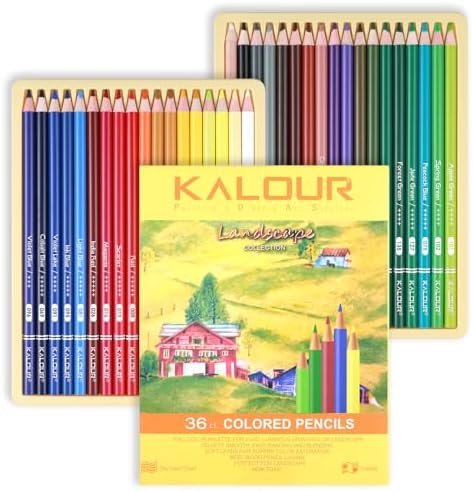 KALOUR PDAS 36-piece Yellow Landscape Colored Pencil Set, Pre-sharpened Wooden Colored Pencils for Adults Artists Beginners Coloring Books Drawing & Sketching