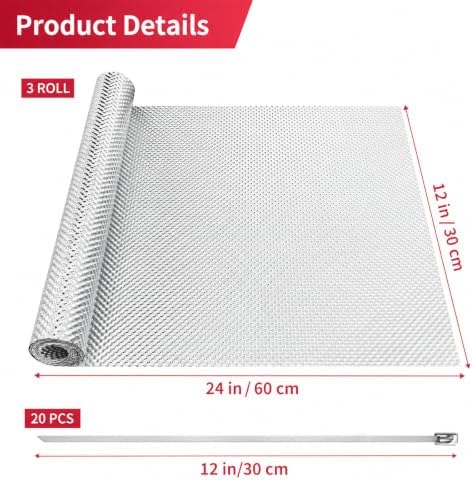 Exhaust Heat Shield Automotive 12" x 24" 3-Pack, with Metal Ties