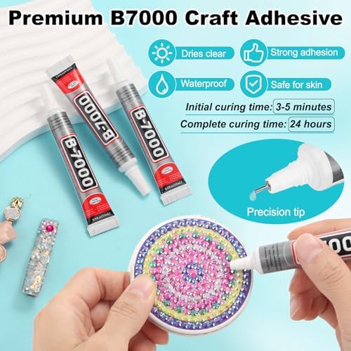 60 Tube B-7000 Glue 15Ml/0.5 fl oz- Strong Transparent Rhinestone Glue with Precision Tip, Waterproof, Flexible, Bulk B7000 Glues Paste Adhesive for DIY Craft Jewelry Making Shoes Phone Repair