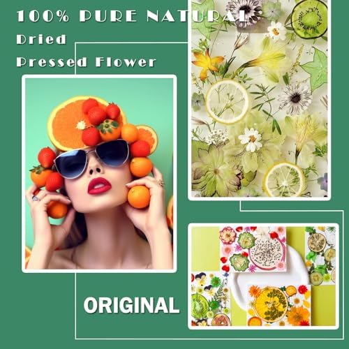 MIKIYA 75Pcs Pressed Dried Flowers Fruits for Resin Molds, Real Natural Bulk Assorted Dry Floral Leave for DIY Art Crafts, Epoxy Jewelry, Candle, Soap Making, Nails Decors Gifts