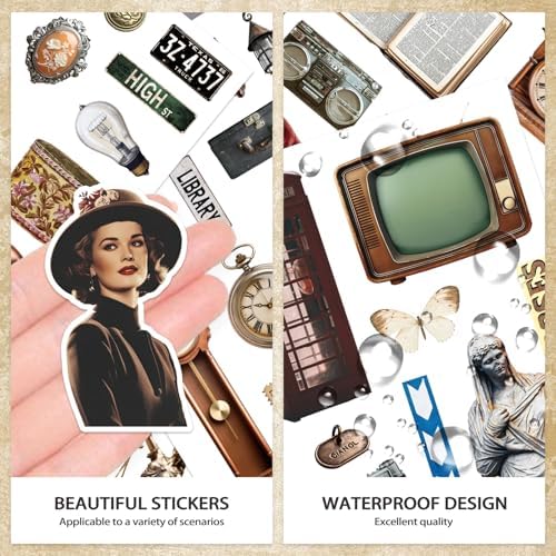 Bomichi Vintage Sticker Book, 30 Sheets 308 Pcs Aesthetics Stickers for Journaling Scrapbooking Bullet Journals Planners Letter Card Making