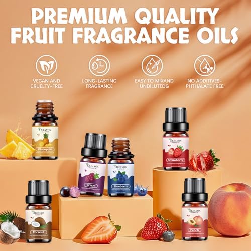 Fruity Essential Oils Gift Set, Fragrance Oil for Candle & Soap Making