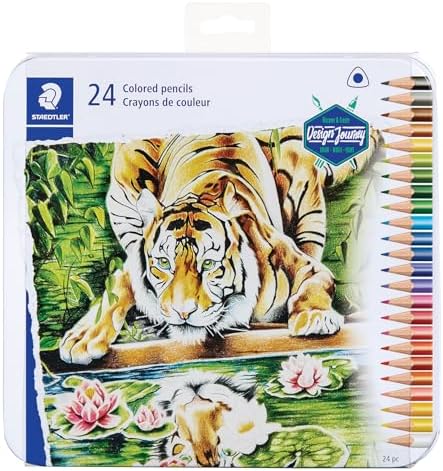 STAEDTLER Triangular Colored Pencils, Metal Tin of 24 Colors, Coloring Pencils for School, Art, Crafts - Art Supplies for Beginners, Students, Hobbyists