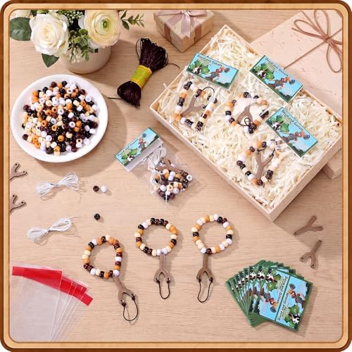 Soulchen 48 Sets David and Goliath Crafts Kit Sunday School Beads Bracelets with Slingshot Making Kit Vbs Craft Christian Religious Card for Classroom Bible Story Party Favor Education Home Activities