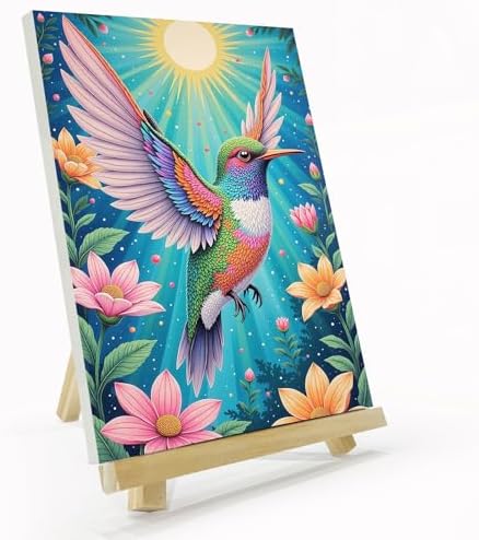 JOOZ Hummingbird Framed Paint by Numbers Kit for Adults 8x12 Inch