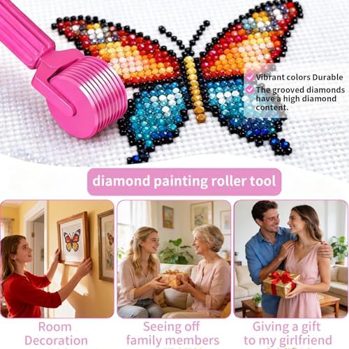 Upgraded Diamond Painting Roller Tool & Straightener, Detachable Diamond Art Roller for Smooth Pressing, 5D Gem Art Accessories and Crafting Supplies for Canvas Flattening, Dazzling