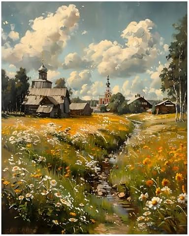 xcemhil Landscape Paint by Numbers Kit for Adults Beginner, Landscape Paint by Numbers for Adult, Acrylic Paint by Number Kits Suitable for Home Wall Art Decor Gifts - 16x20 Inch