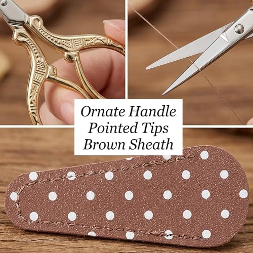 BIHRTC 3.6Inch Vintage Crochet Scissors Small Embroidery Sewing Handcraft