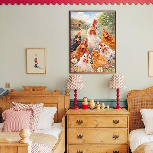 Amaieuin Chicken Paint by Numbers Kit for Adults 16x20in | Paint by Number Canvas for Adults,Chicken Adult Paint by Numbers for Home Decor Gifts Includes All Supplies