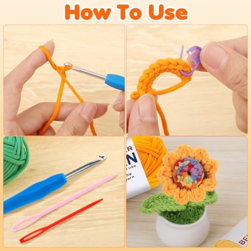 8x50g Beginner Crochet Yarn for Crocheting, 8 Colors Cotton Yarn for Gifts