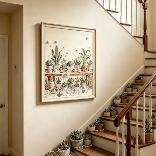 Succulent Pearl Diamond Painting Kits for Adults, Diamond Art for Plant