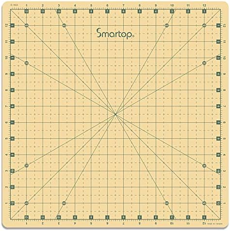 SMARTOP 14"x14" Rotating Self Healing Cutting Mat, Non-Slip Non-Reflective, Good for Quilting, Sewing, Crafts, Scrapbooking, Molandi Yellow