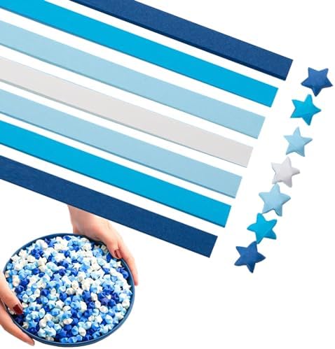 Origami Paper Stars, Colorful Handcraft Origami Lucky Star Paper DIY Paper Arts Creativity Hand Art Crafts (Blue gradient (1350) sheets)