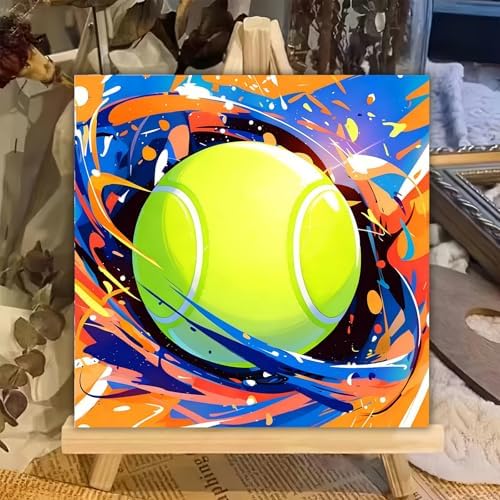 XTCIXAL Paint by Numbers Kit for Kids with Frame, Tennis, 8X8 inch