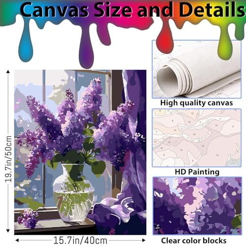 Arpilul Flowers Paint by Number for Adults-Paint by Numbers for Adults Beginner, Adult Paint by Number Kits on Canvas for Home Wall Art Decoration and Gifts 16x20Inch(Z-YH18)