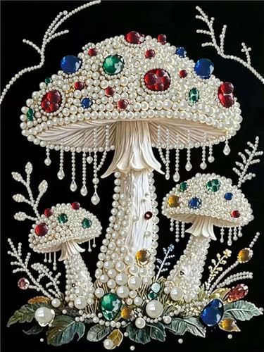 Pearl Diamond Painting Kits for Adults, Diamond Art for Mushroom 12x16In
