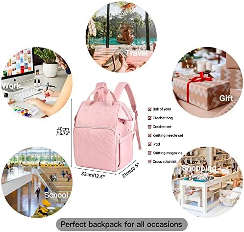 Leudes Crochet Bag Backpack for Yarn Storage Tote Travel Large Knitting Bag