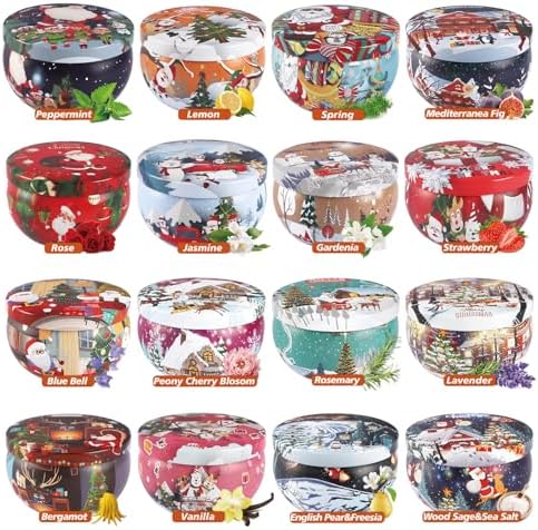 16Pack Christmas Scented Candles Gift- Aromatherapy Candle-Soy Wax-Long Lasting Burn time, Christmas Thanksgiving Gifts for Women，Home Decor