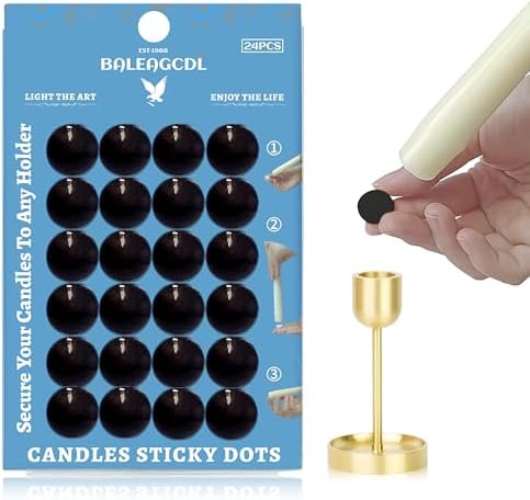 Candle Sticky Dots - Black Wax Candle Adhesive Dots - Unscented Cire Adhesive for Secure Candle Placement - Easy Clean and Traceless Adhesive for DIY Projects - Pack of 24