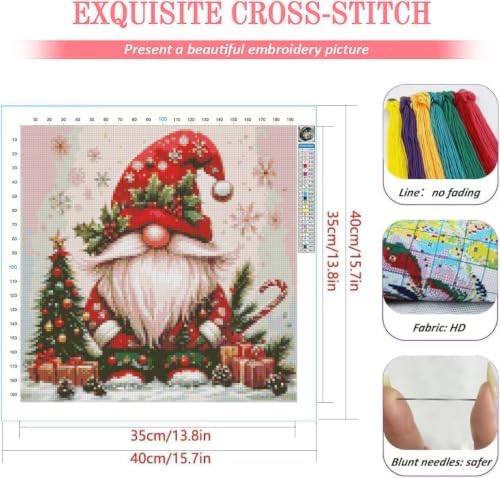 KYOQFVN Christmas Gnome Cross Stitch Kits for Adults, Stamped Cross Stitch Kits for Adults, 11 CT Needlepoint Cross-Stitch Patterns Dimensions Needlecrafts Embroidery Kits Arts and Crafts