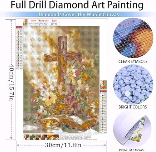 YOLENIX Cross Diamond Art Kits for Adult Diamond Painting Kit for Beginner