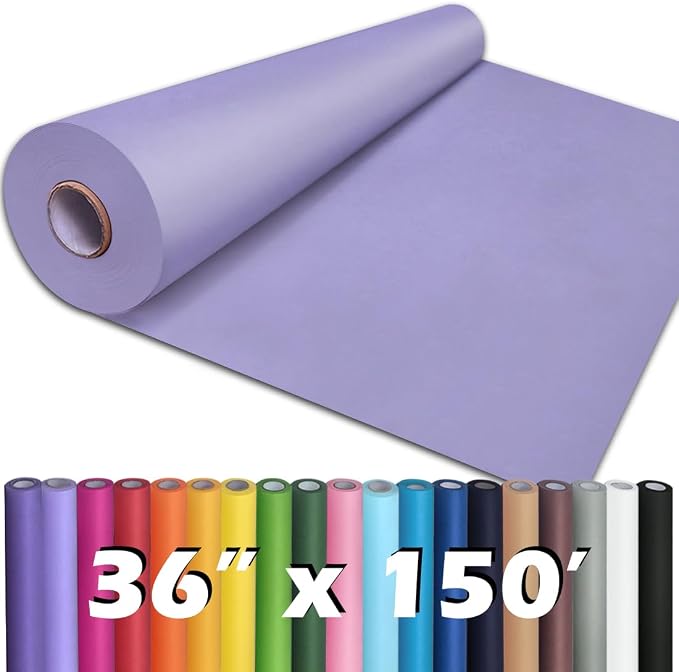 PerkHomy Light Purple Kraft Paper Roll 36" x 1,800" (150') for Gift Wrapping Bouquet Flower Art Painting Craft Writing Packaging Shipping 80GSM 55LB (Light Purple, 36" x 150')