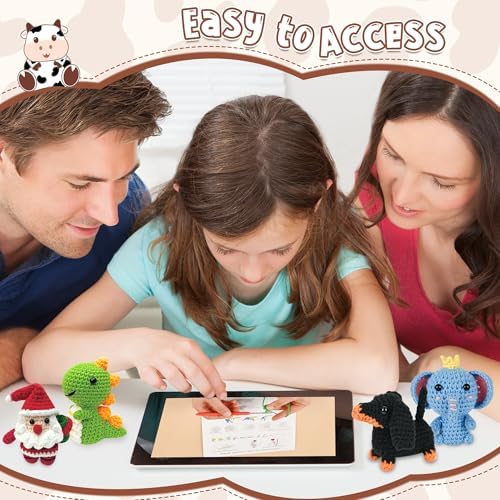 8Pcs Crochet Kit for Beginners, 2026 Great Christmas Gift for Crochet Lovers, DIY Craft for Adults and Kids, Crocheting Animal Kits with Step by Step Videos, Yarn, Crochet Hook, Birthday Holiday Gift