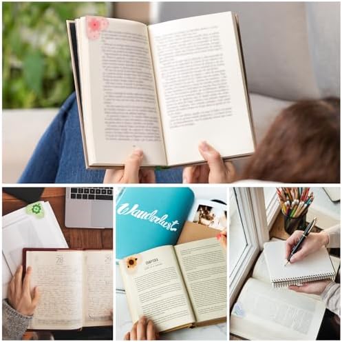 VYRANA 4Pcs Leather Heart Bookmarks - Cute Corner Book Marks Sets for Reading, Floral Read Lover Gifts for Women Men Kids Girl Readers, Pretty Book Markers for Reading, Aesthetic Gifts for Planner