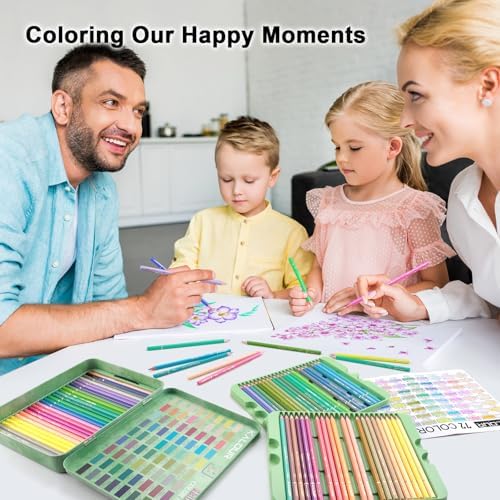 KALOUR PDAS 72+2 Count Macaron Pastel Colored Pencils for Adult Coloring Books, Artists Soft Core, Ideal for Drawing Blending Shading, Coloring Pencils Set Gift for Adults Beginners