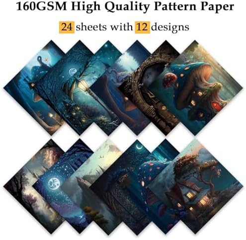 Scrapbook Paper, 24 Sheets 6"×6" 160gsm Single-Sided Patterned Cardstock