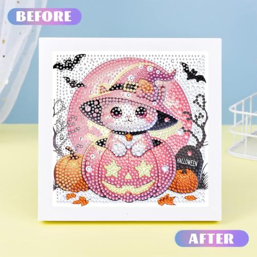 Cat Diamond Art Painting Kits for Kids with Frame Ages 4-8-12 (7x7 inch)
